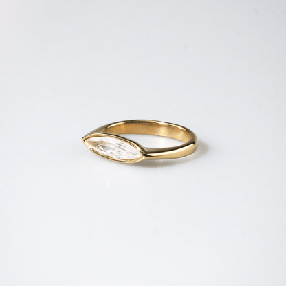 Marquise Sleek Ring, waterproof 18k gold-plated stainless steel
