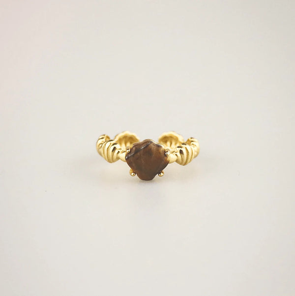 Ocean Spirit Ring - Tiger's Eye, Adjustable Gold