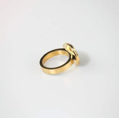 Mother of Pearl Statement Signet Ring, waterproof 18k gold-plated stainless steel