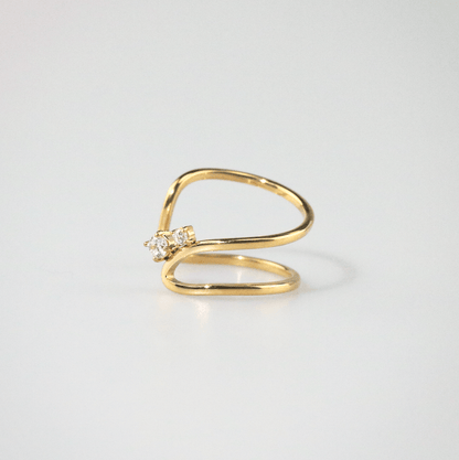 Vera Curve Twin Ring, waterproof 18k gold-plated stainless steel