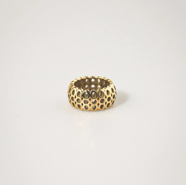 Waterproof Honeycomb Band Ring - Tarnish Free Stainless Steel