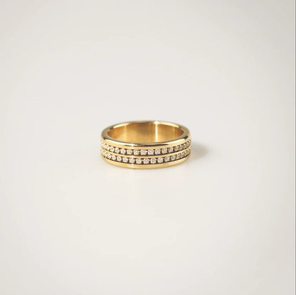 Vowline Band Ring, waterproof 18k gold-plated stainless steel