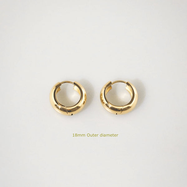 Bold Huggie Hoops - 18mm Waterproof Gold Earrings