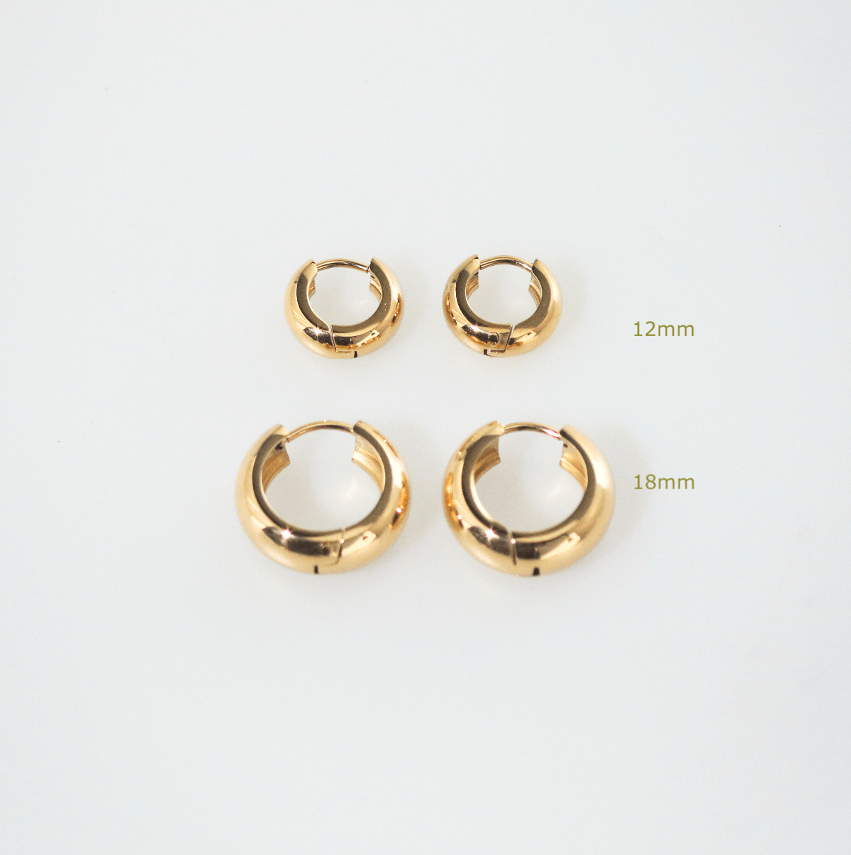 Bold Huggie Hoops, waterproof 18k gold-plated stainless steel