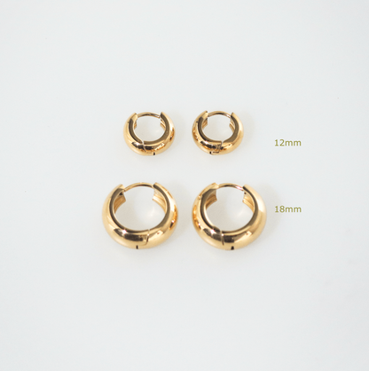 Bold Huggie Hoops, waterproof 18k gold-plated stainless steel
