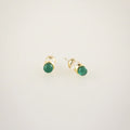 Green Agate Stud Earrings Gold Plated 4mm