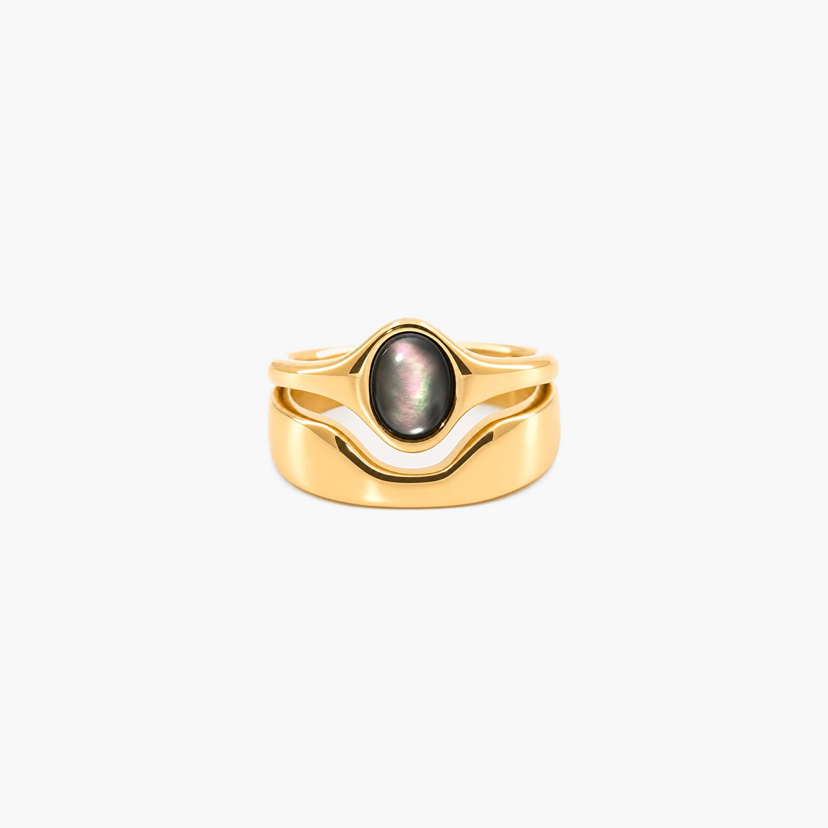 Hugo Ring, waterproof 18k gold-plated stainless steel