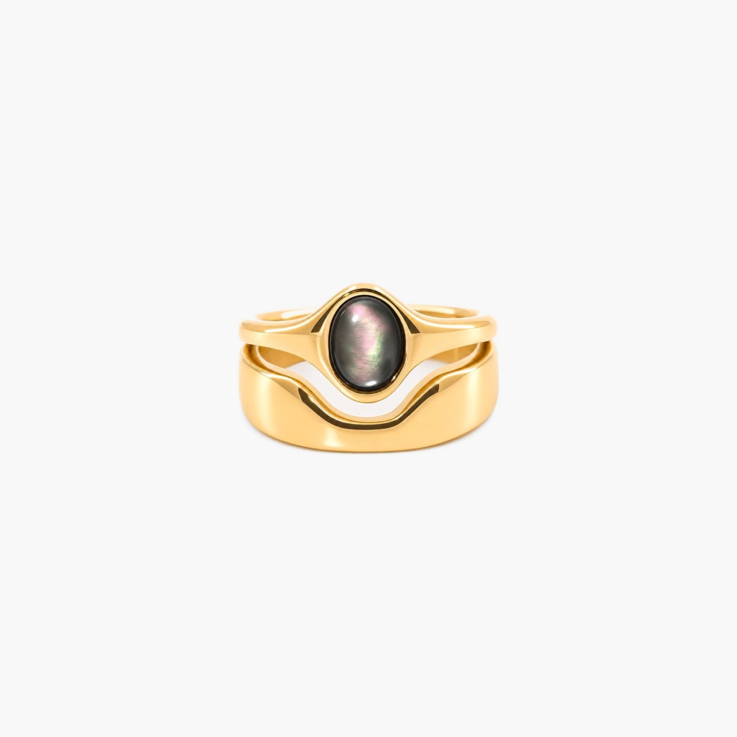 Hugo Ring, waterproof 18k gold-plated stainless steel