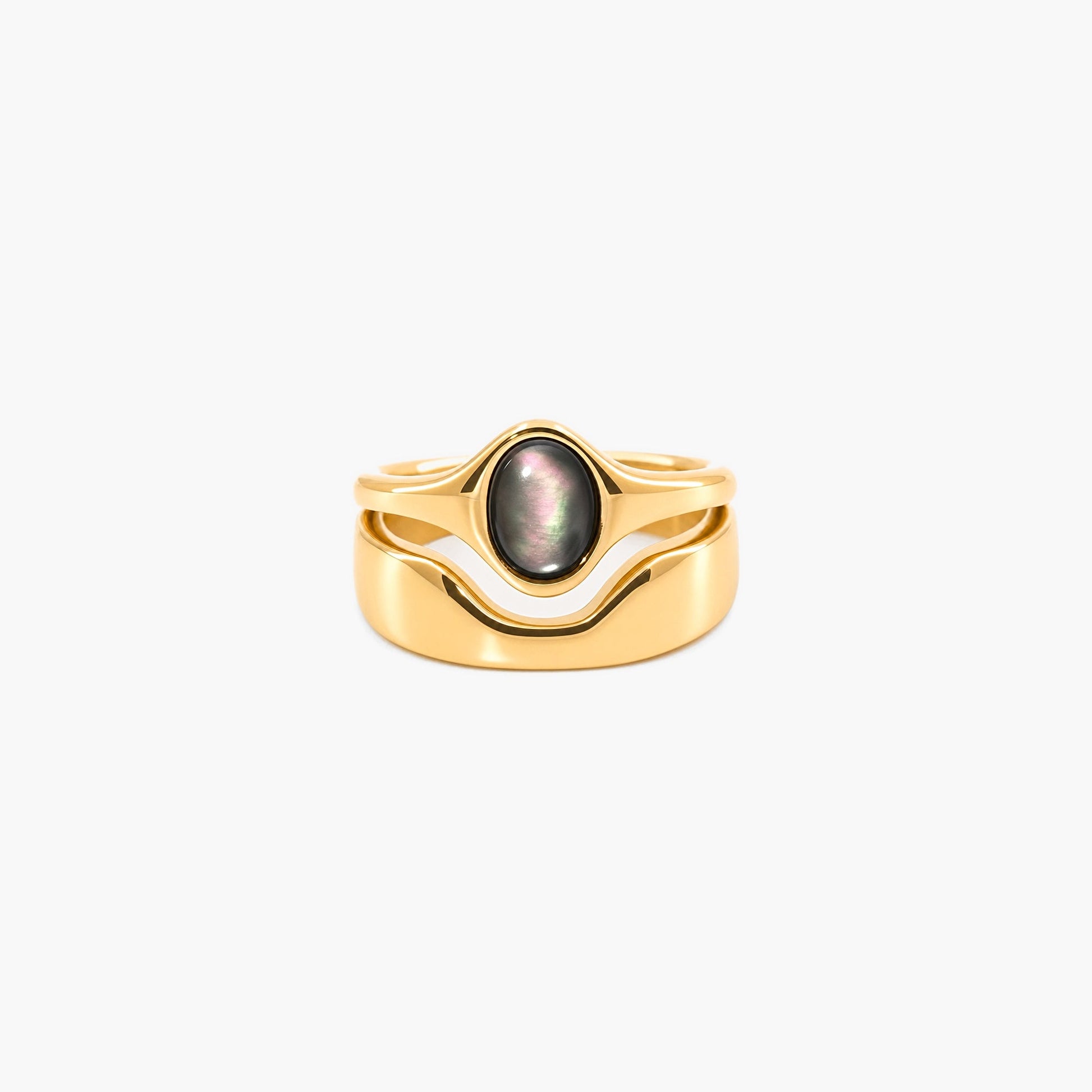 Hugo Ring, waterproof 18k gold-plated stainless steel