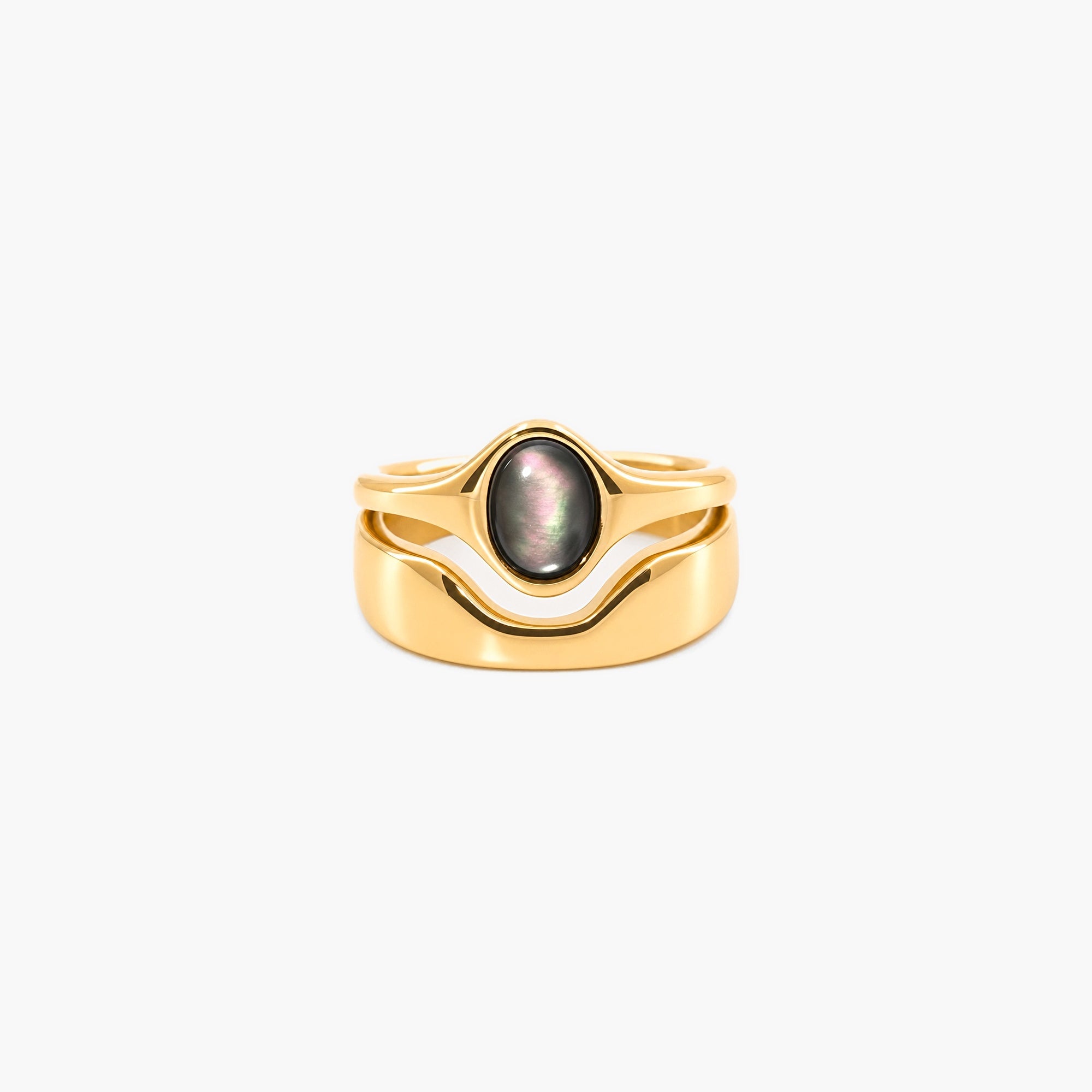 Hugo Ring, waterproof 18k gold-plated stainless steel
