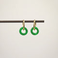 Green Jade Donut Hoop Earrings - Waterproof & Tarnish-Free