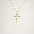 Green Cat's Eye Cross Necklace – Waterproof 18k Gold Plated