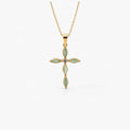 Green Cat's Eye Cross Necklace – Waterproof 18k Gold Plated