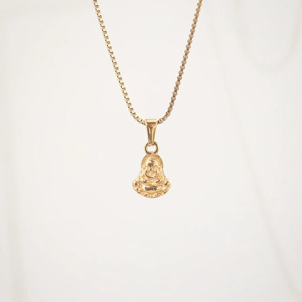 Gold Laughing Buddha Pendant Necklace - Waterproof