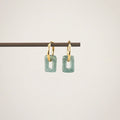 Meideya Square Jade Hoops — Waterproof Gold Earrings