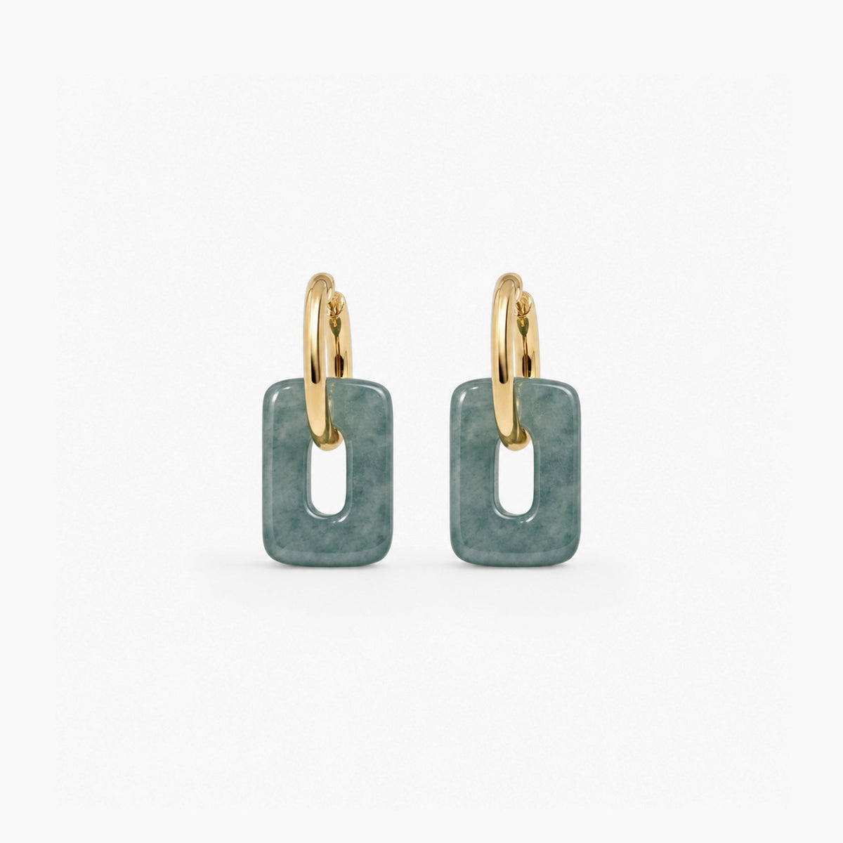 Square Jade Hoops, waterproof 18k gold-plated stainless steel