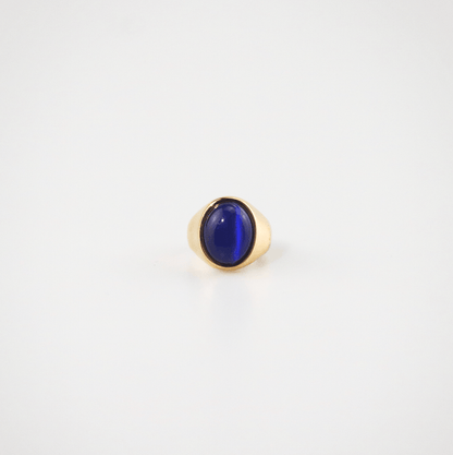 Meideya Waterproof Gold Plated Chunky Cats Eye Ring, 18k gold-plated stainless steel