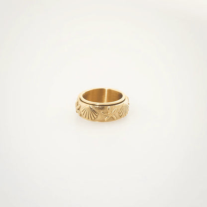 Meideya Waterproof Gold Plated Fidget Ring, 18k gold-plated stainless steel