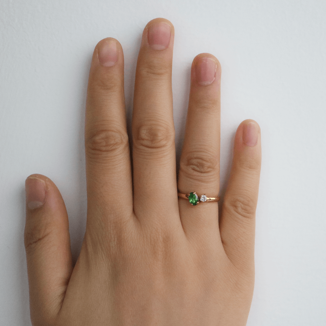 Waterproof Tarnish-Free Emerald Sparkle Ring, 18k gold-plated stainless steel