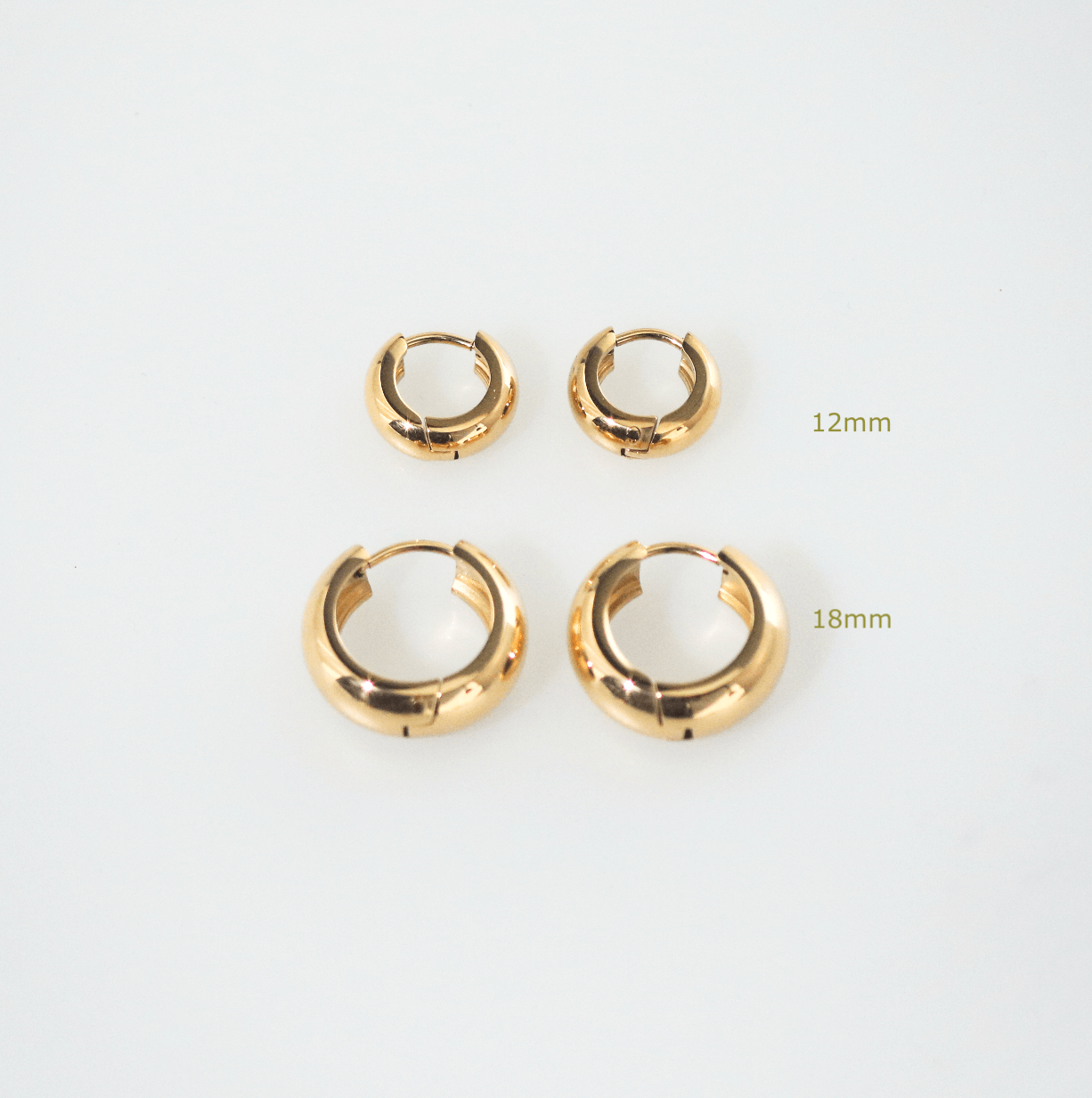 Bold Huggie Hoops, waterproof 18k gold-plated stainless steel
