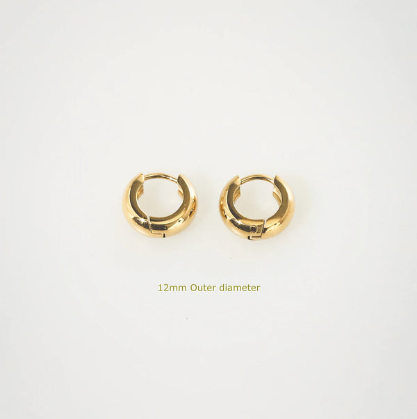 Bold Huggie Hoops - 12mm Waterproof 18K Gold Earrings