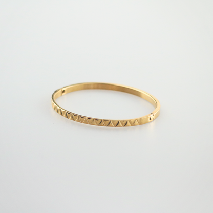 Pyramid Bangle, waterproof 18k gold-plated stainless steel