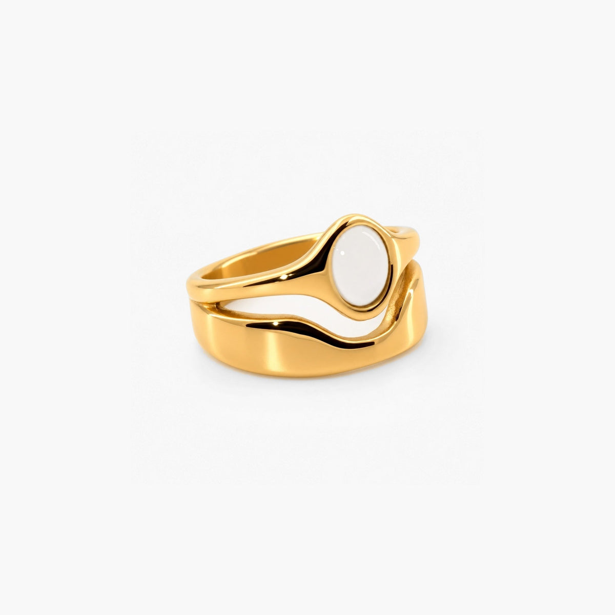 Hugo Ring, waterproof 18k gold-plated stainless steel
