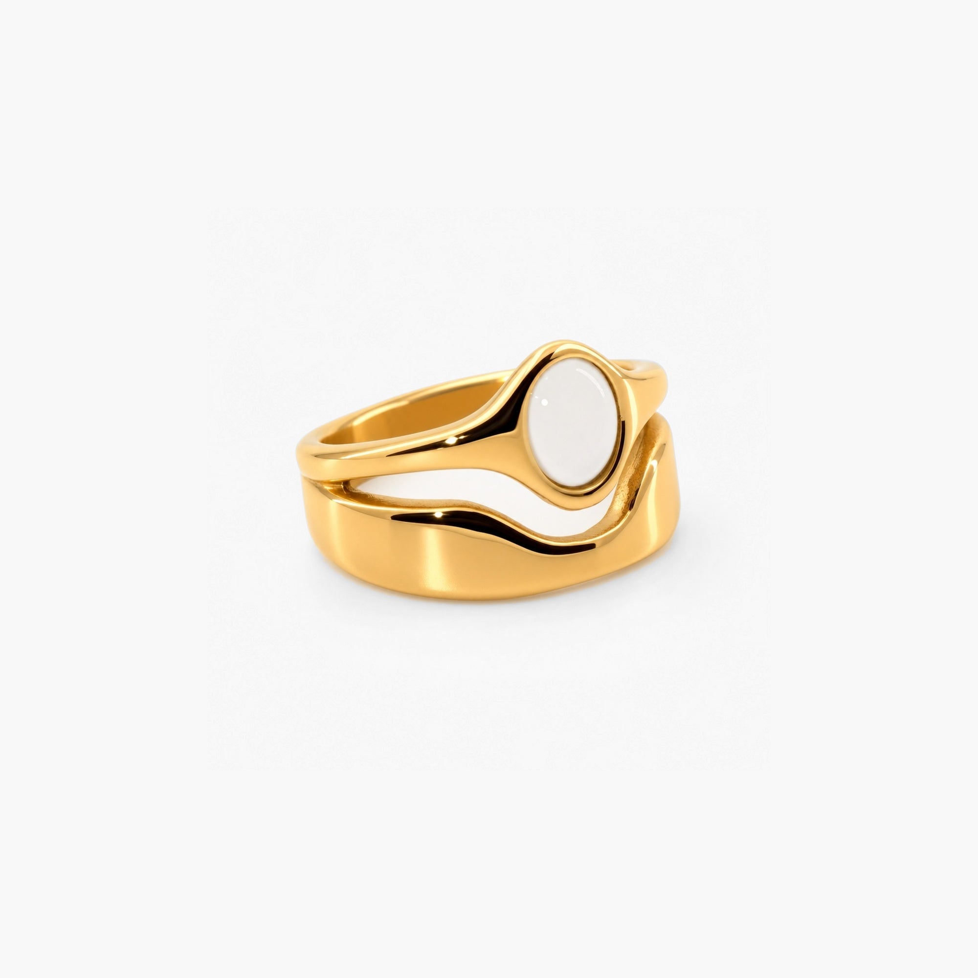Hugo Ring, waterproof 18k gold-plated stainless steel