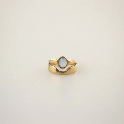 Hugo Ring, waterproof 18k gold-plated stainless steel