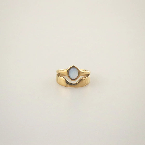 Hugo Ring — White Mother of Pearl Open-Front