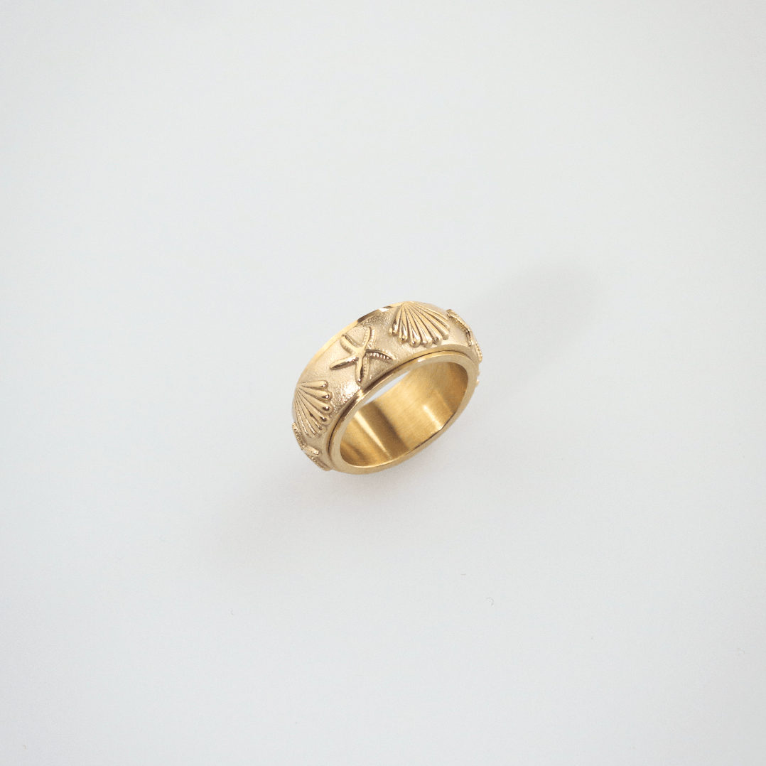Waterproof Gold Plated Fidget Ring, 18k gold-plated stainless steel