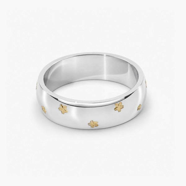 Silver Starburst Band Ring – Waterproof Stainless Steel Ring