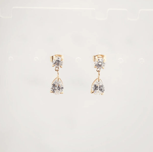 Waterproof 18k Gold Plated CZ Drop Earrings