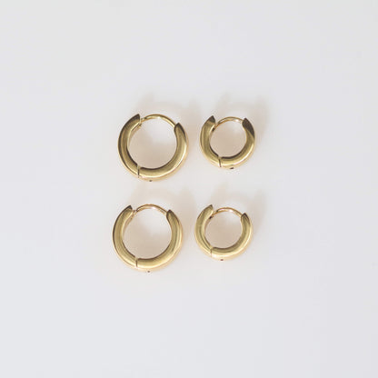 Small Chunky Hoops, waterproof 18k gold-plated stainless steel
