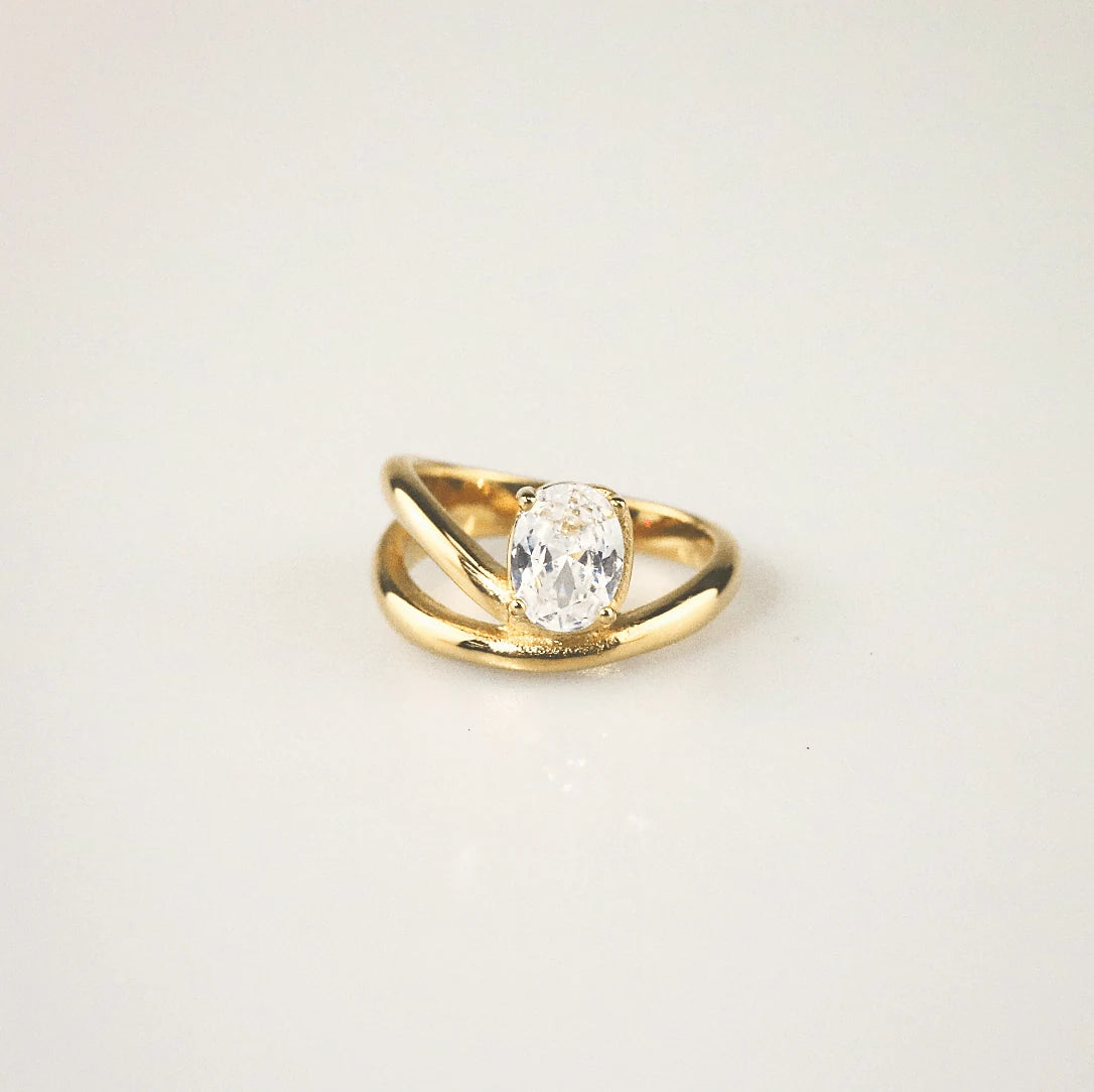 Meideya Jewelry Solitaire Unite Curve Ring