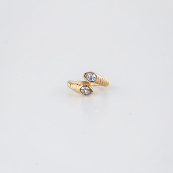 Waterproof Gold Plated Spiral CZ Bypass Ring