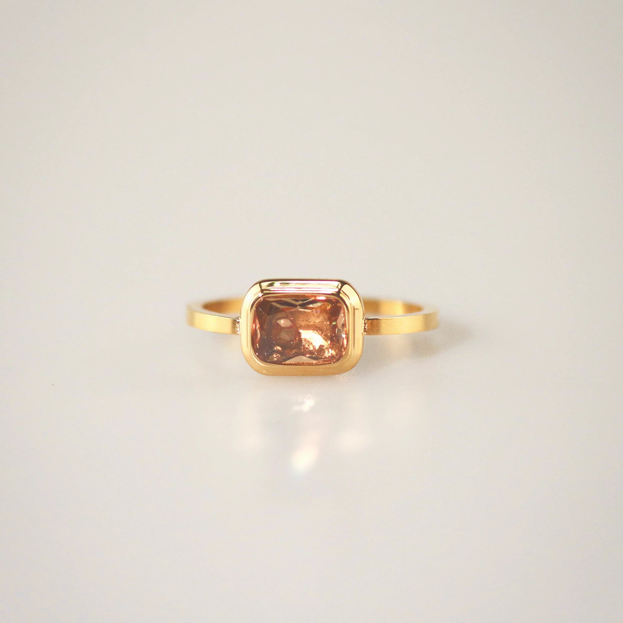 Meideya Jewelry Square Honey Quartz Ring