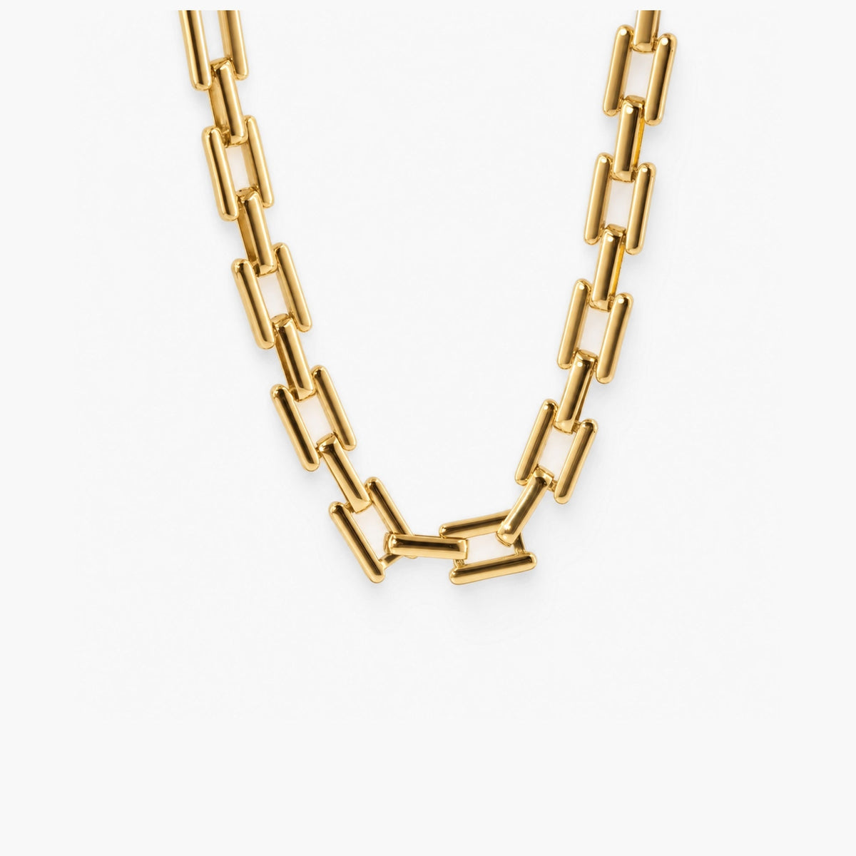 Waterproof 18k Gold Plated Square Chainlink Necklace, 18k gold-plated stainless steel