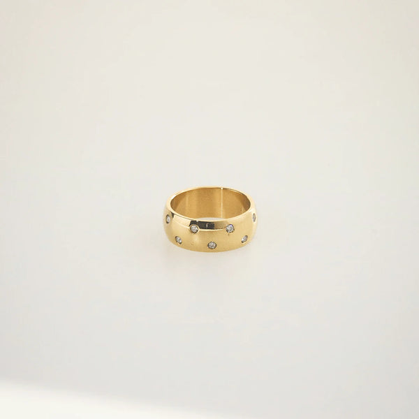 Stellar Band — Gold Dome Ring with Starry Stones