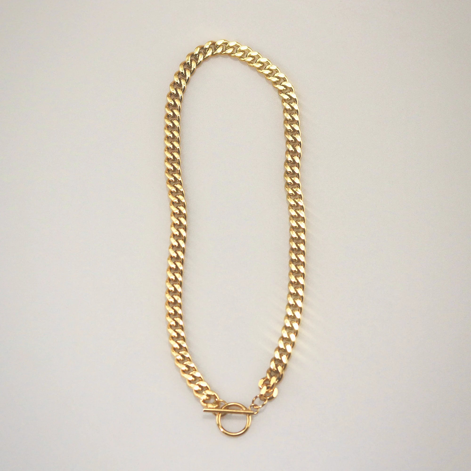 Meideya Jewelry Gold T-bar Curb Chain Necklace