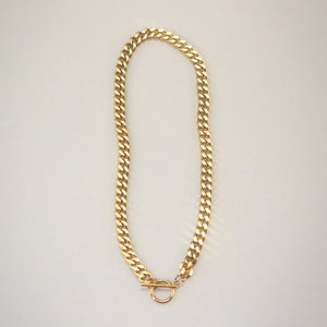 Meideya Jewelry Gold T-bar Curb Chain Necklace