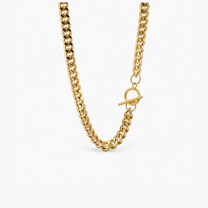 Gold T-bar Curb Chain Necklace