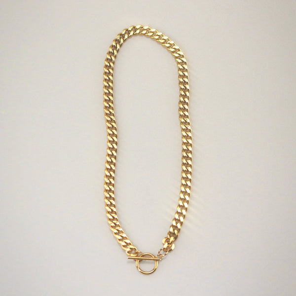 T-Bar Curb Chain Necklace | 18k Gold Plated Waterproof