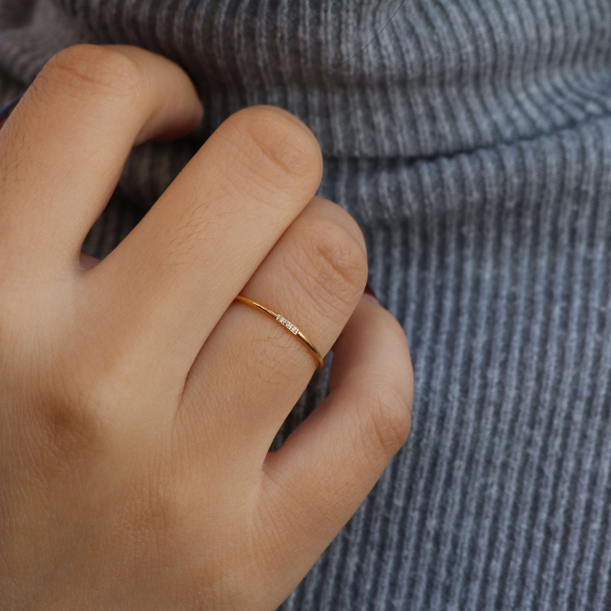 Tiny CZ Stacker Ring
