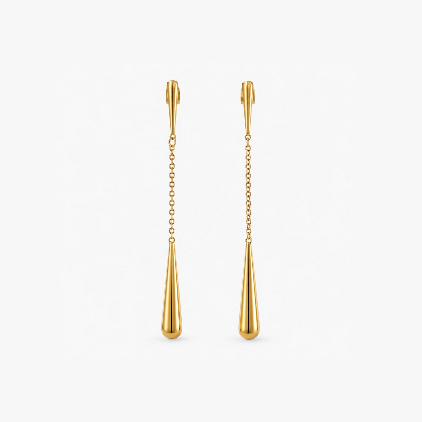 Teardrop Dangle Chain Earrings, waterproof 18k gold-plated stainless steel