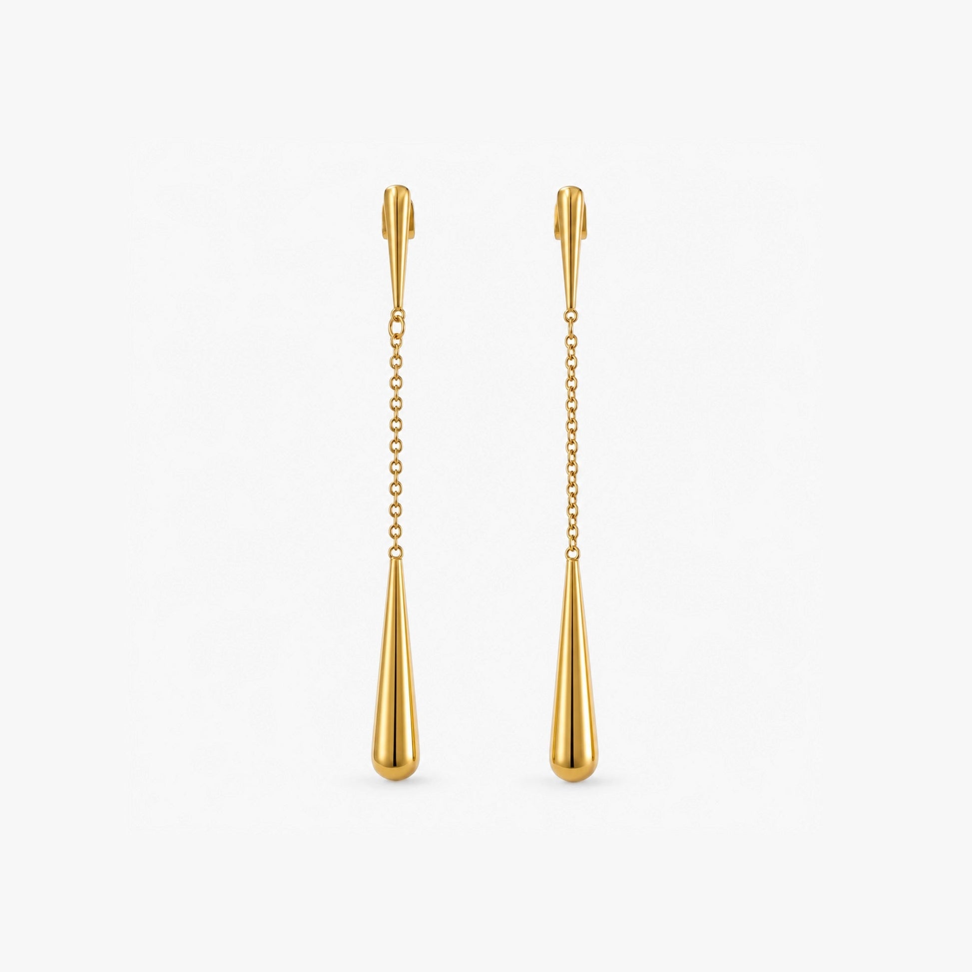 Teardrop Dangle Chain Earrings, waterproof 18k gold-plated stainless steel