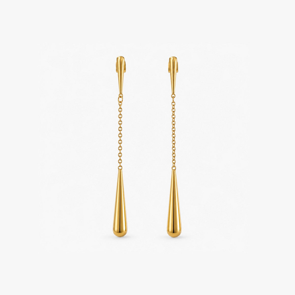 Teardrop Dangle Chain Earrings, waterproof 18k gold-plated stainless steel