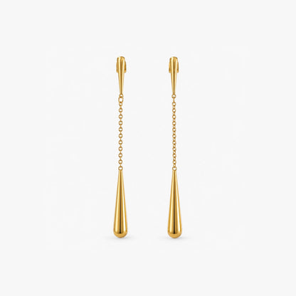 Teardrop Dangle Chain Earrings, waterproof 18k gold-plated stainless steel