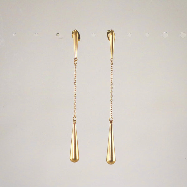 Teardrop Dangle Chain Earrings - Waterproof Gold Earrings