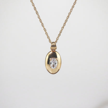 Oval Pendant Necklace, waterproof 18k gold-plated stainless steel